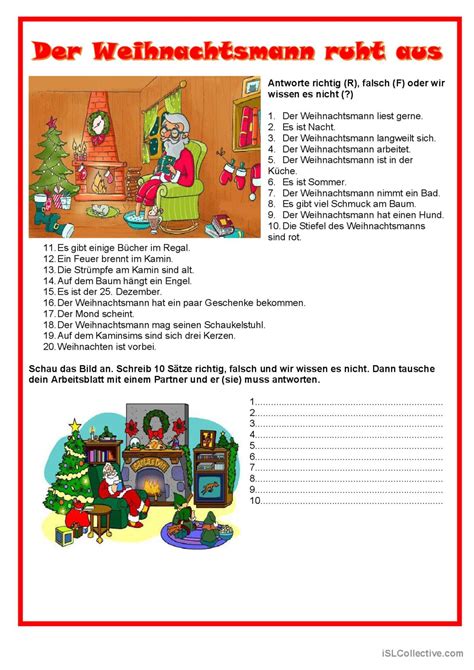 Bildbeschreibung Der Weihnachtsman Deutsch DAF Arbeitsblätter pdf doc