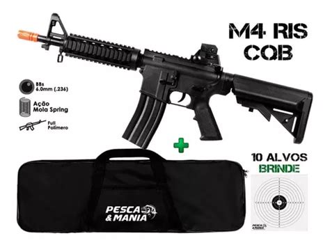 Airsoft Metralhadora M4 Ris Cqb Spring 8907 Capa Brinde