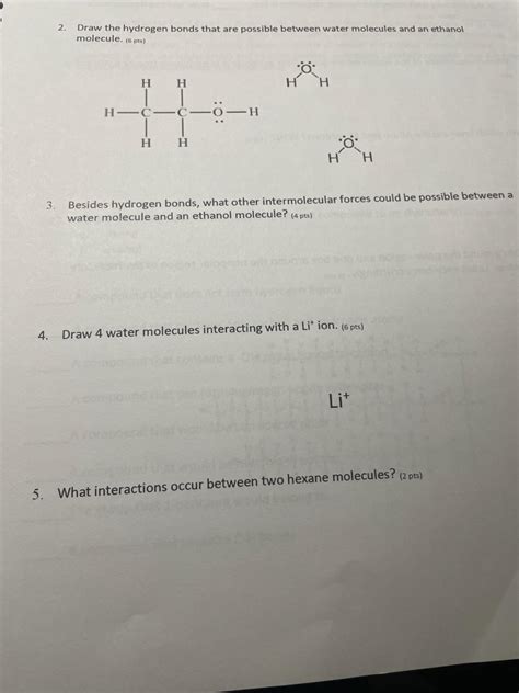 Solved 2 Draw The Hydrogen Bonds That Are Possible Between Chegg