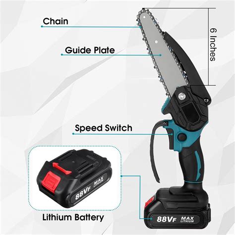 Violeworks 6 Inch 3000w 88vf Mini Electric Chain Saw With 2pc Battery One Handed Woodworking