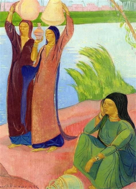 Three Women On The Banks Of A River Painting Emile Bernard Oil