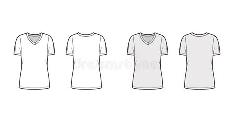 Men Blank White V Neck Shirt Template Stock Illustrations 644 Men