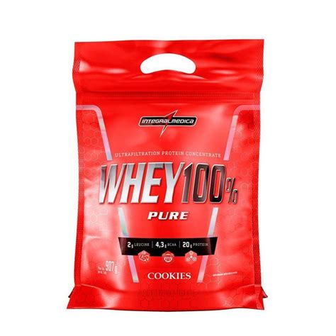 Whey Protein 100 Pure 907g Cookies Refil Integralmédica Em Promoção