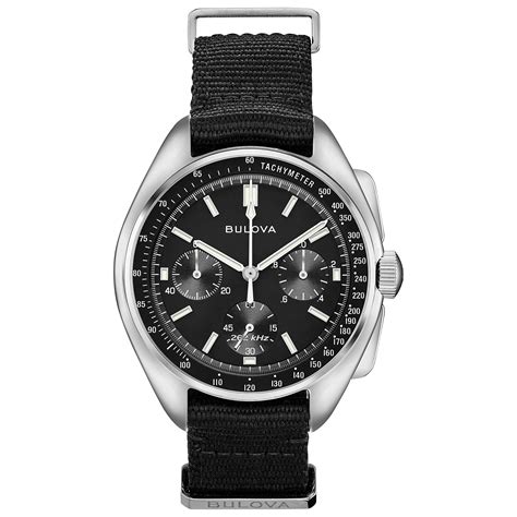 Bulova Archive Series Mens Stainless Steel With Black Nylon Strap Lunar