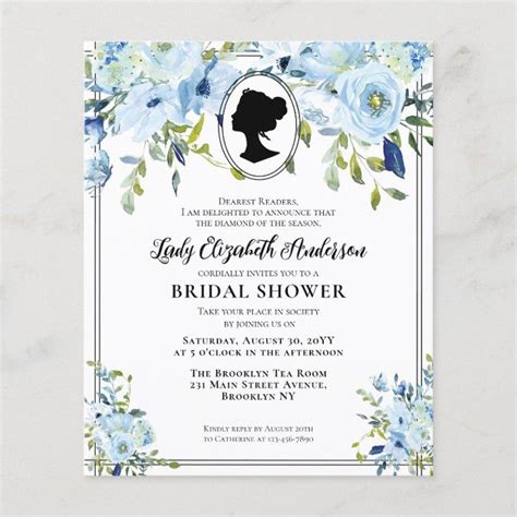 Budget Chic Blue Florals Bridgerton Bridal Shower Zazzle In