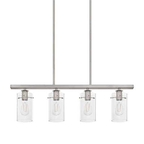 Hampton Bay Regan 4 Light Brushed Nickel Island Chandelier With Clear