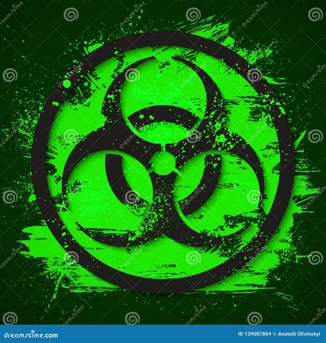 Biohazard Dangerous Sign On Green Slime Background Toxic Waste Vector