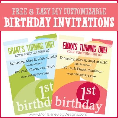 DIY Customizable Birthday Invitations | Free Printable