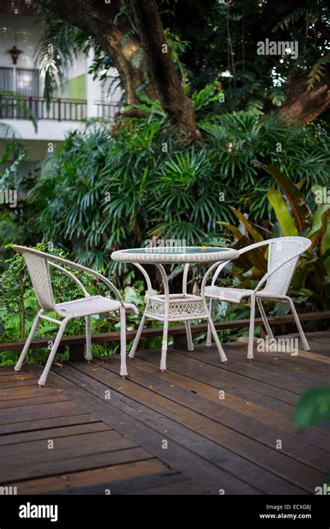 Two Lawn Chairs Stock Photo Alamy