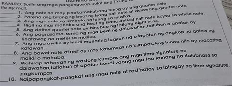 Panuto Suriinang Mga Pangungusap Isulat Ang T Kung Tama Ang