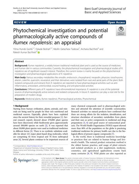 Pdf Phytochemical Investigation And Potential Dokumentips