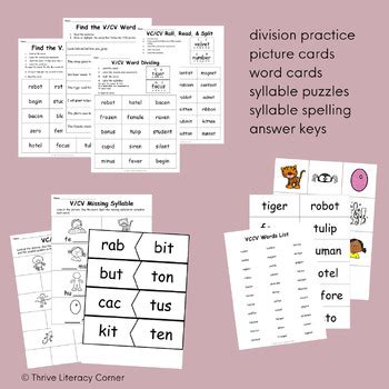 Syllable Division Worksheets Bundle By Thrive Literacy Corner TPT