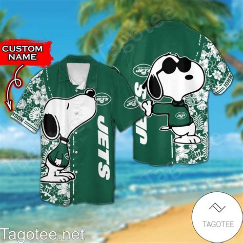 Personalized New York Jets And Snoopy Hawaiian Shirt And Shorts Tagotee