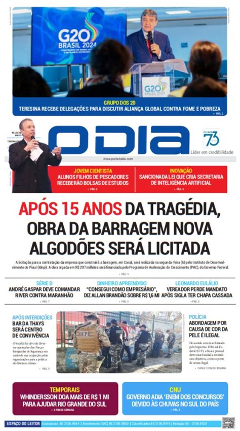 Confira Os Principais Destaques Do Jornal O Dia Deste S Bado