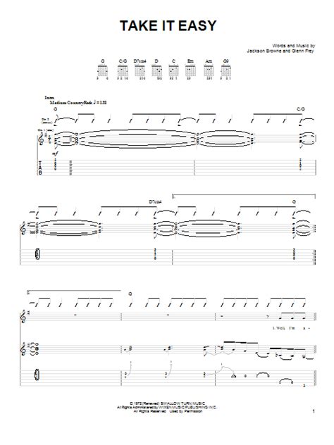 Take It Easy By Eagles Sheet Music For Easy Guitar At Sheet Music Direct