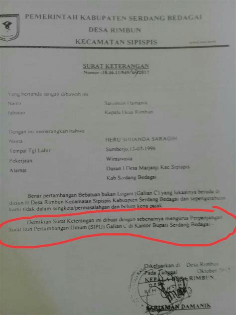 Contoh Surat Izin Galian C Dari Desa 45 Koleksi Gambar