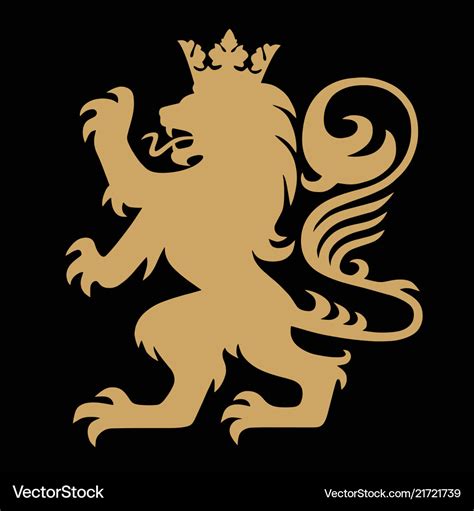 Gold Lion King Heraldic With Crown Logo Template Vector Image