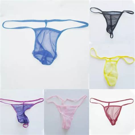 DA UOMO SEXY Velato A Rete Intimo Perizoma Slip Trasparente Lingerie