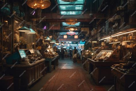 Premium Ai Image Futuristic Bazaar Cyberpunk Metaverse Street Background