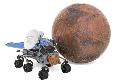 Premium Photo | Mars rover planetary rover with mars planet 3d rendering