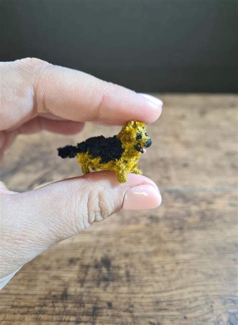 German Shepherd, tiny crochet stuffed dog, miniature dollhou | Inspire