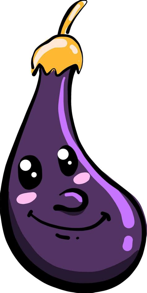 Cute Eggplant Illustration Vector On White Background 35416537 Vector