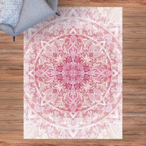 Vinyl Teppich Mandala Aquarell Sonne Ornament Rosa Hochformat