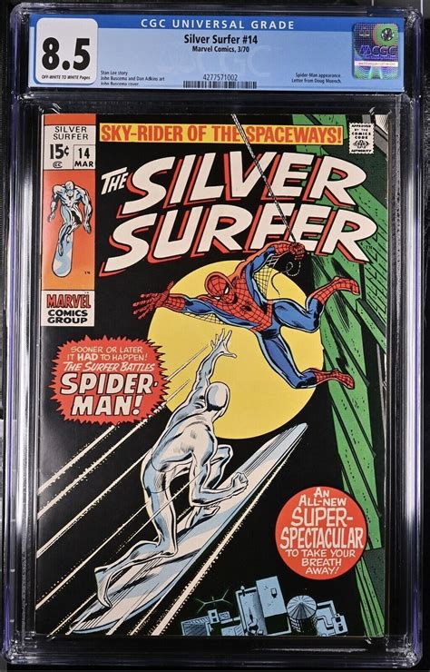 Silver Surfer 14 Cgc 8 5 1970 Classic Spider Man Vs Silver Surfer Comic Books Bronze