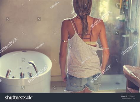 Sensual Pretty Woman Posing Lingerie Bathroom Stock Photo Shutterstock