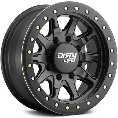 Dirty Life 9304 DT 2 Matte Black W Simulated Beadlock Ring Wheels