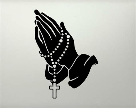 Praying Hands With Rosary Beads Vinyl Decal Sticker Etsy