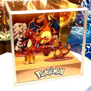 Charmander Charmeleon Charizard Plexi Cube Terrarium Diorama