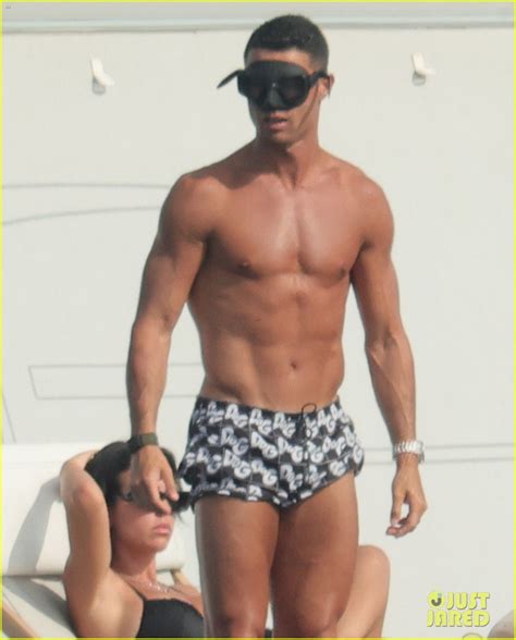 Cristiano Ronaldo Shows Off Ripped Physique While Going Shirtless On