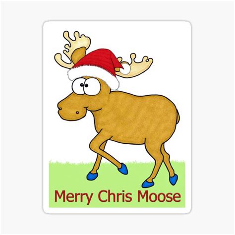 Merry Chris Moose Sticker For Sale By Belknap Redbubble