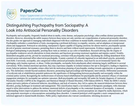 Distinguishing Psychopathy From Sociopathy A Look Into Antisocial Personality Disorders Free