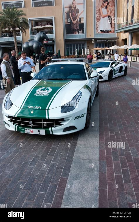 Dubai Police Ferrari FF Lamborghini Patrol Cars Stock Photo Alamy