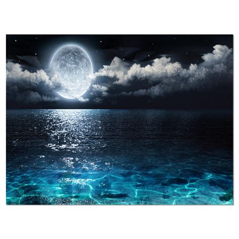 Design Art Romantic Full Moon Over Sea