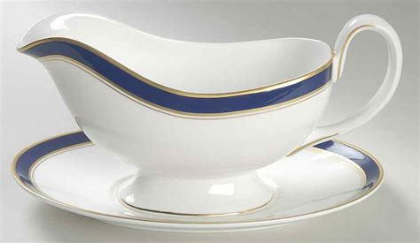 Howard Cobalt Blue Gold Trim Gravy Boat Underplate By Royal