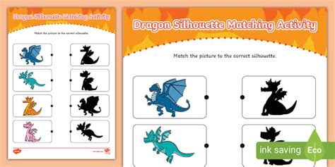 Dragon Silhouette Matching Activity Lehrer Gemacht