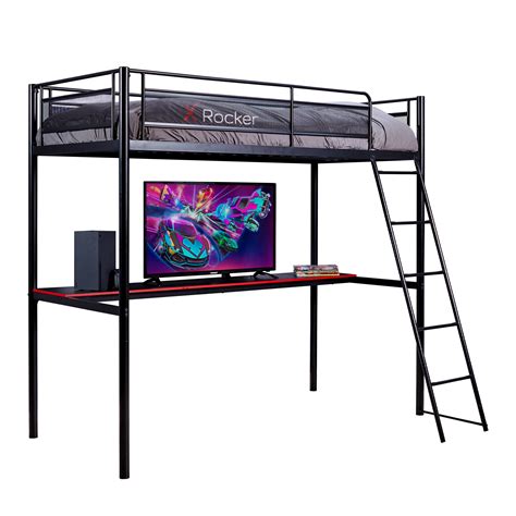 XROCKER HQ HIGH SLEEPER GAMING BED WITH DESK - BLACK AND RED | Nordic ...