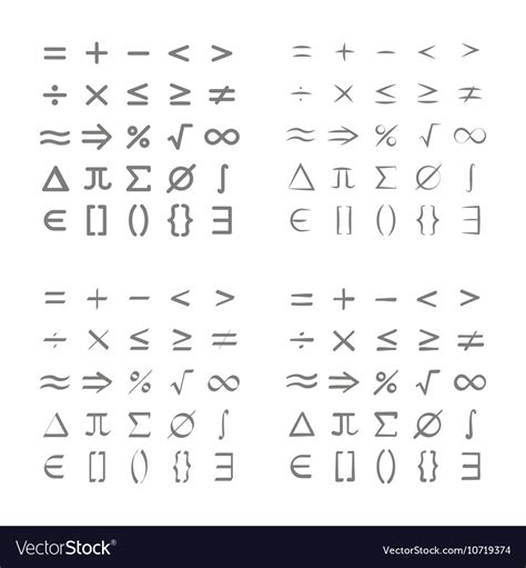 Set Of Monochrome Icons With Mathematical Symbols Vector Image