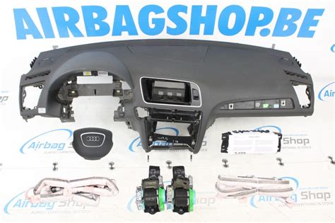 Airbag Set Dashboard Black Stitches Roof Airbags 4 Spoke Audi Q5 8R