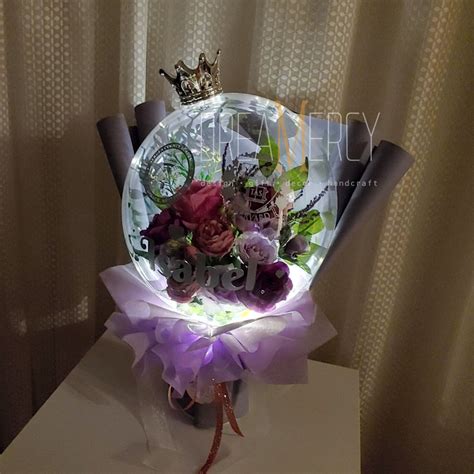 Bts Balloon Flower Balloon Bouquet Led Light Flower Etsy Uk