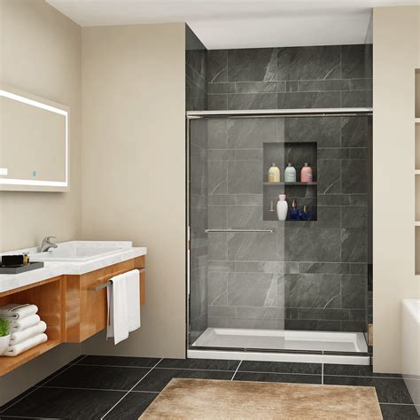 Sunny Shower Bypass Double Sliding Shower Door 48 X 72 Semi Frameless