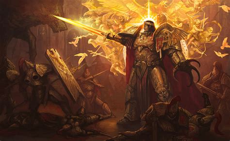 Emperor Of Mankind And Adeptus Custodes Warhammer 40k Drawn By