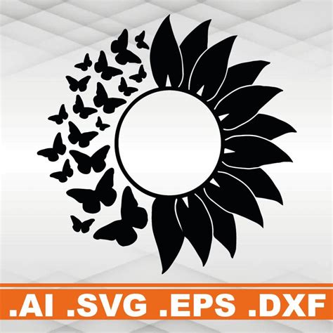 Butterfly Sunflower / Silhouette / SVG / AI / EPS / D X F / - Etsy