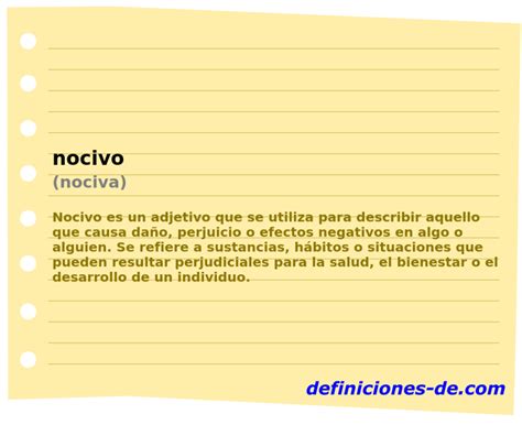 Nociva O Que Significa - Significado de «nocivo (nociva)»