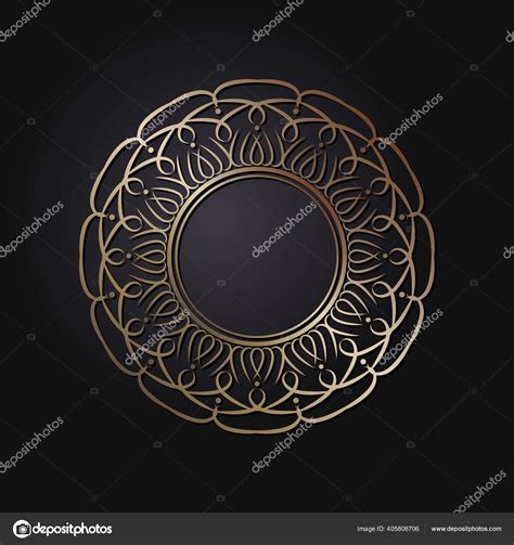 Decorative Frame Design Abstract Gold Floral Ornament Circle Frame ...