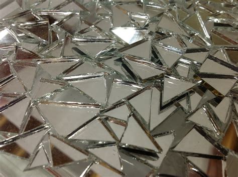 50 Triangle Mirror Tiles Mix Stained Glass Mosaic Supply M6