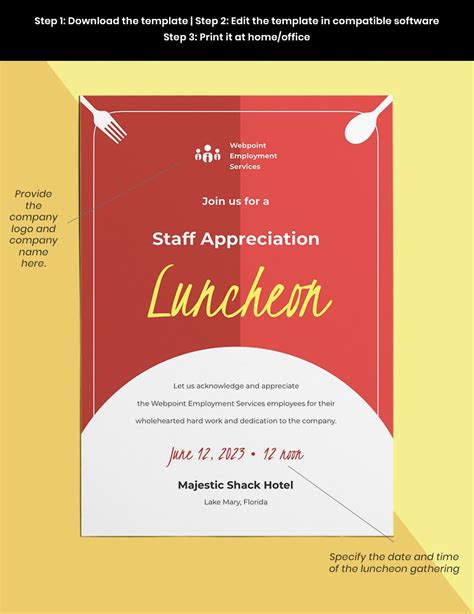 Staff Appreciation Luncheon Invitation Template in Illustrator, Word, InDesign, Pages, Google ...